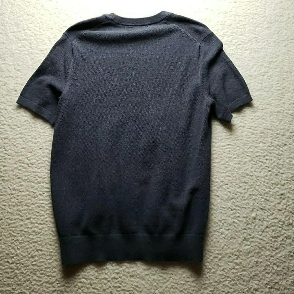 Banana Republic Sweater Mens Medium Blue Short Sleeve Crewneck Knit Pullover